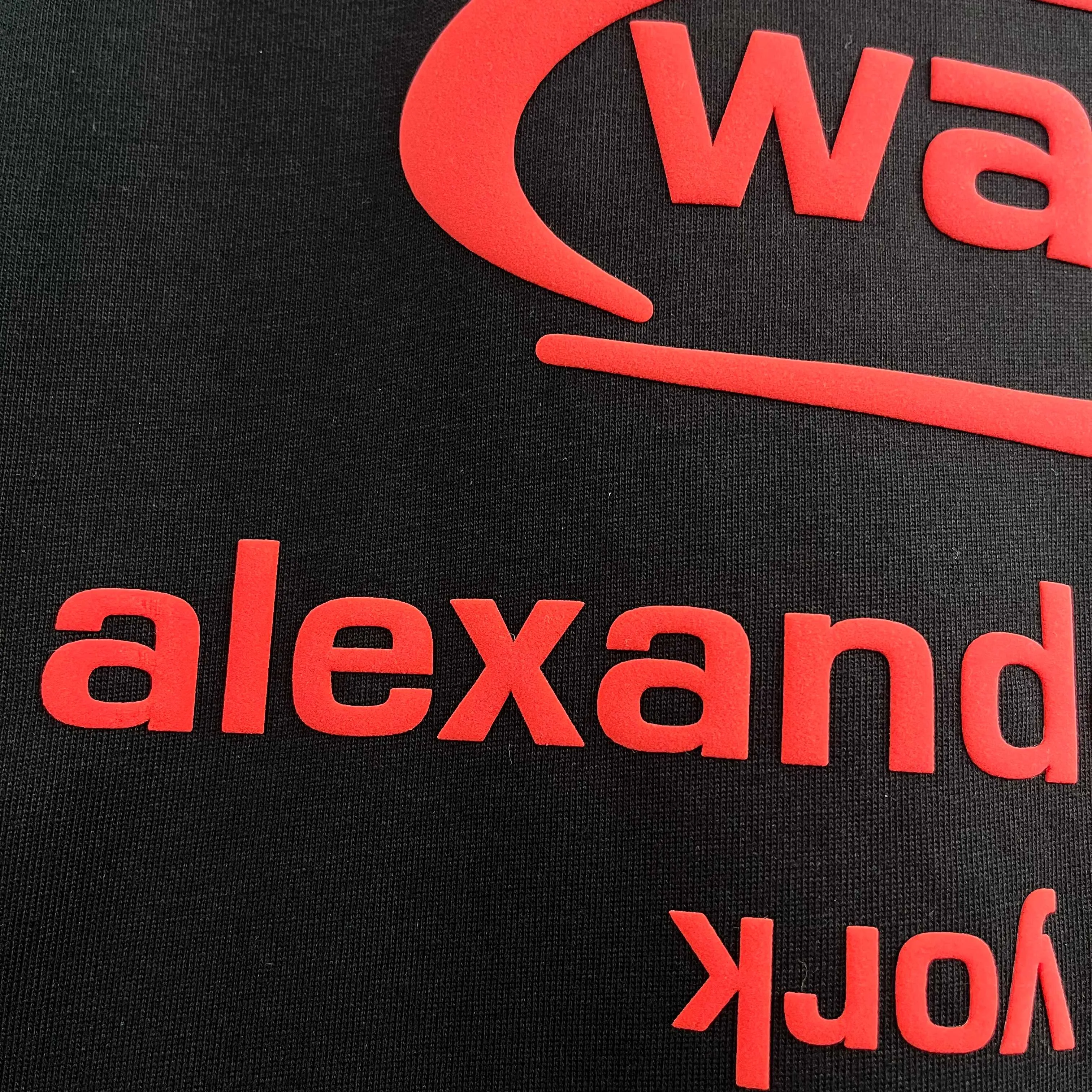 * * *alexa 2026 New Arrival wang logo T Same Style ：Black White Red Size： S （90-130 ） M （120-150 ） L （140-165 ） XL （160-180 ） XXL （180 ）